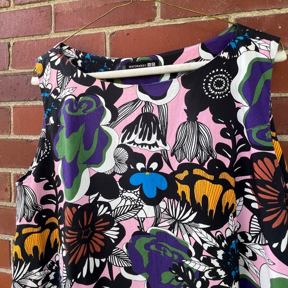 Colorful cotton Merimekko sleeveless dress, size large, - Picture 2 of 7
